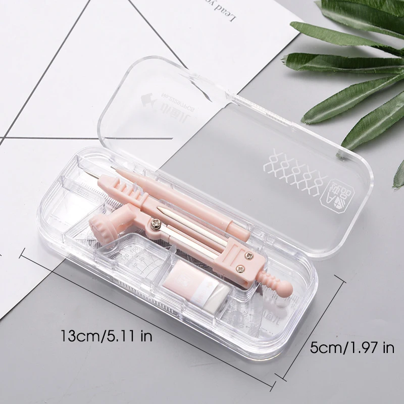 7 In1 Compass Ruler Set Mathematical Geometry Plate Stationery Math for Students Drawing Ruler Protractor Eraser Accessori 2229