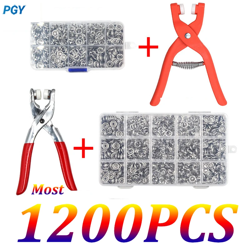 Plier Tool Metal Snap DIY Craft Supplies Sewing Button 400-1200PCS Thickened Snap Fastener Kit  for Installing Sewing Bag Clothe