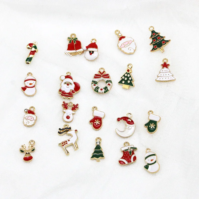 (20PCS/pack)Mini Metal Pendants Hanging Christmas Decoration Crafts Xmas Tree Elements Children Handmade Accessories