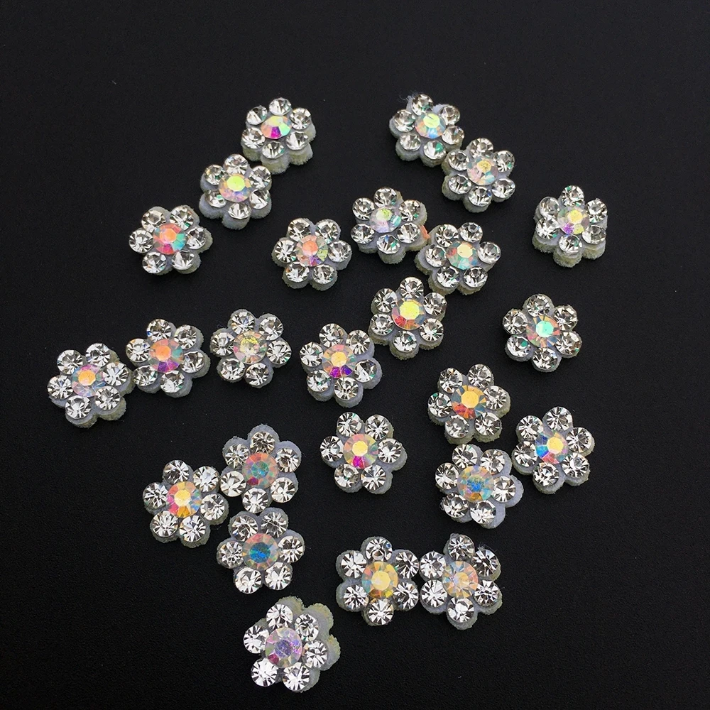 50pcs 3D  Sew-On Diy Patch Cute  Patches for Clothing  Flower Patches  Sew on Patches  Pearl Applique Rhinestone Flowers
