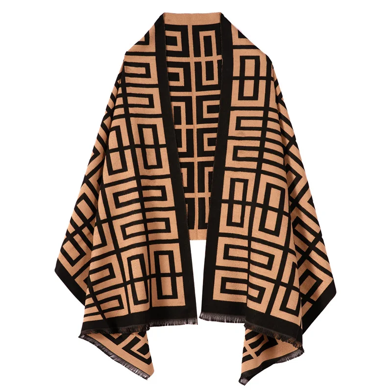 

Thick Blanket Plaid Print Scarf Women Winter Cashmere Warm Design Pashmina Shawls Lady Wraps Poncho Stoles Female Bufanda 2023