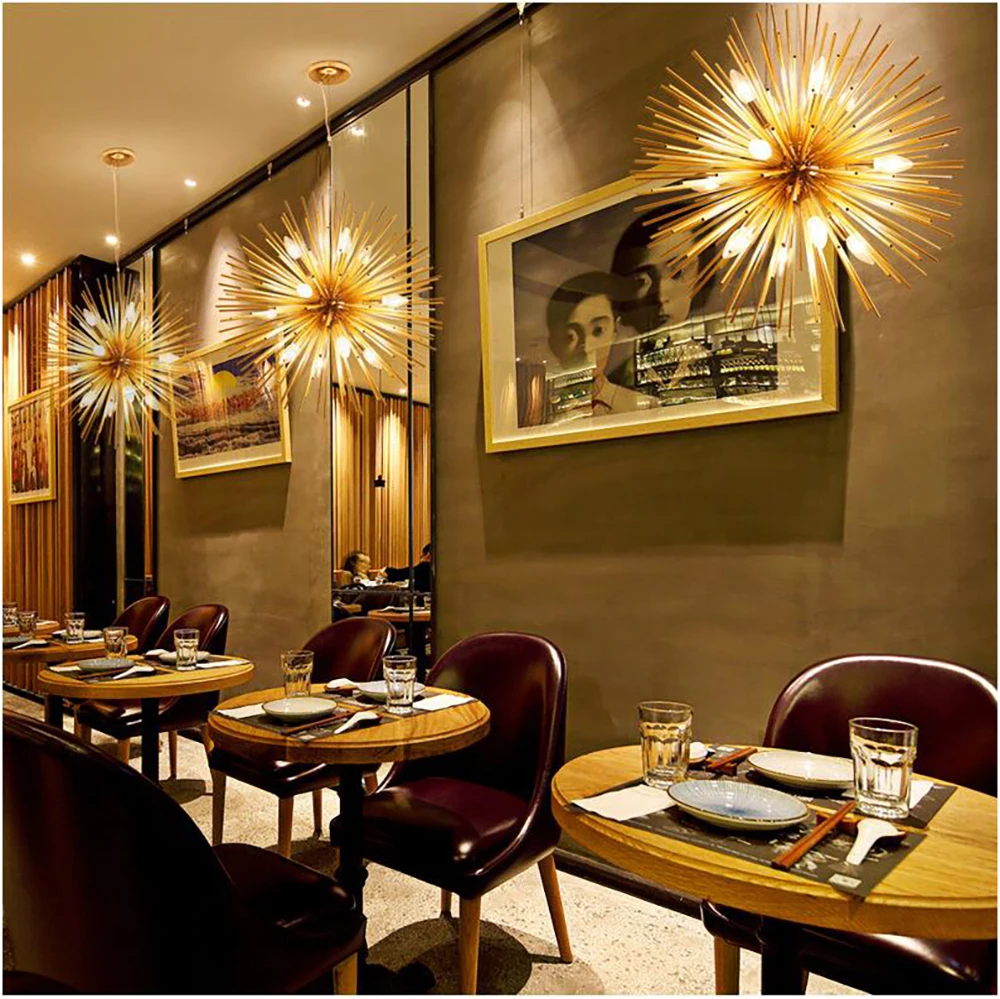 Pendant Lights Pendant Lamp Chandelier Lighting Vintage Pendant Lights Nordic LED Aluminum Dandelion Chandelier Lighting Sputnik Pendant Lamp Fixture for Restaurant Home Decor Winfordo 110V 220V