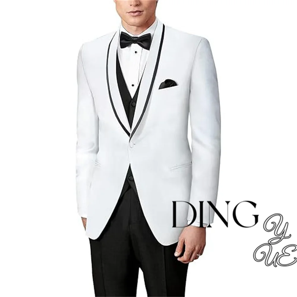 Men's 3 Piece Tuxedo Suit Slim Fit Shawl Lapel One Button Blazer Dinner Business Wedding Suits Set