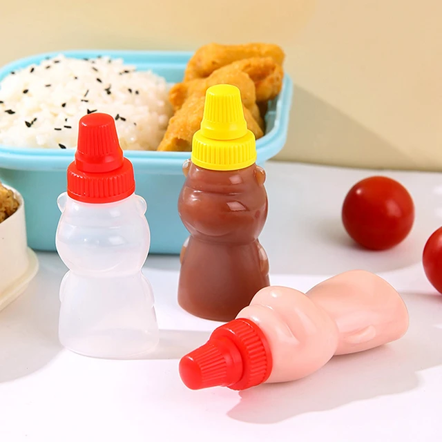 2pcs, Mini Ketchup Bottles, Condiment Squeeze Bottle,Plastic Portable Sauce  Containers Bottle For Lunch, Ketchup Bottle