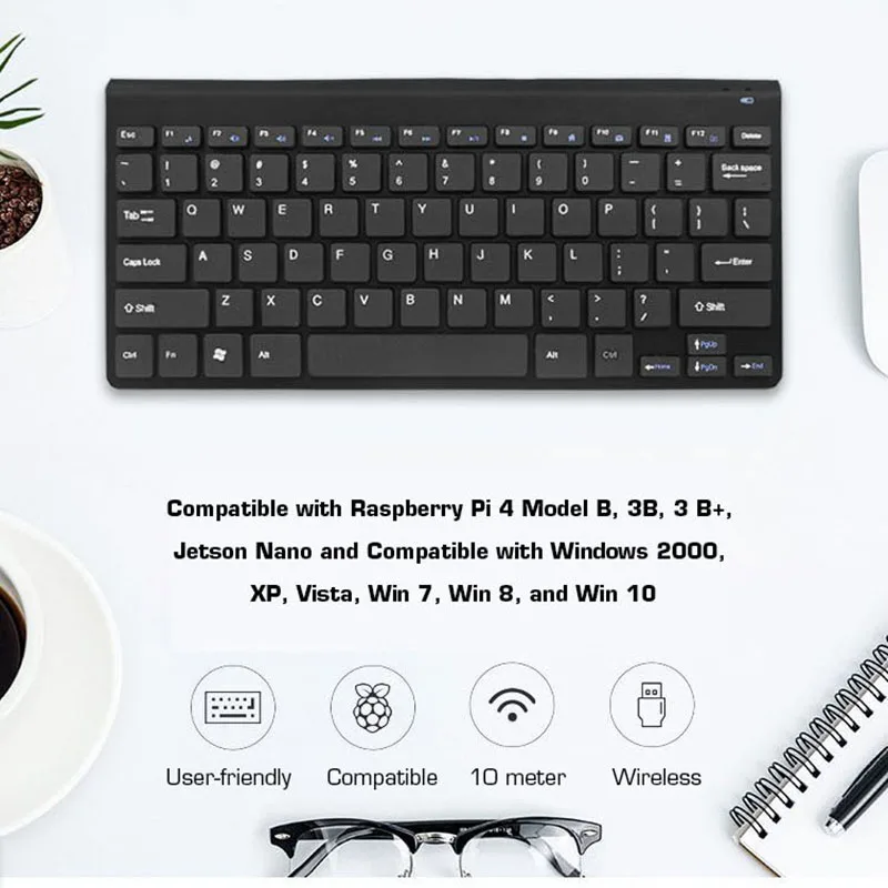 Raspberry pi Modelo b 2.4ghz Teclado sem Fio e Mouse Kit para Raspberry pi 4b 3b b Mais Jetson - Imagem 6