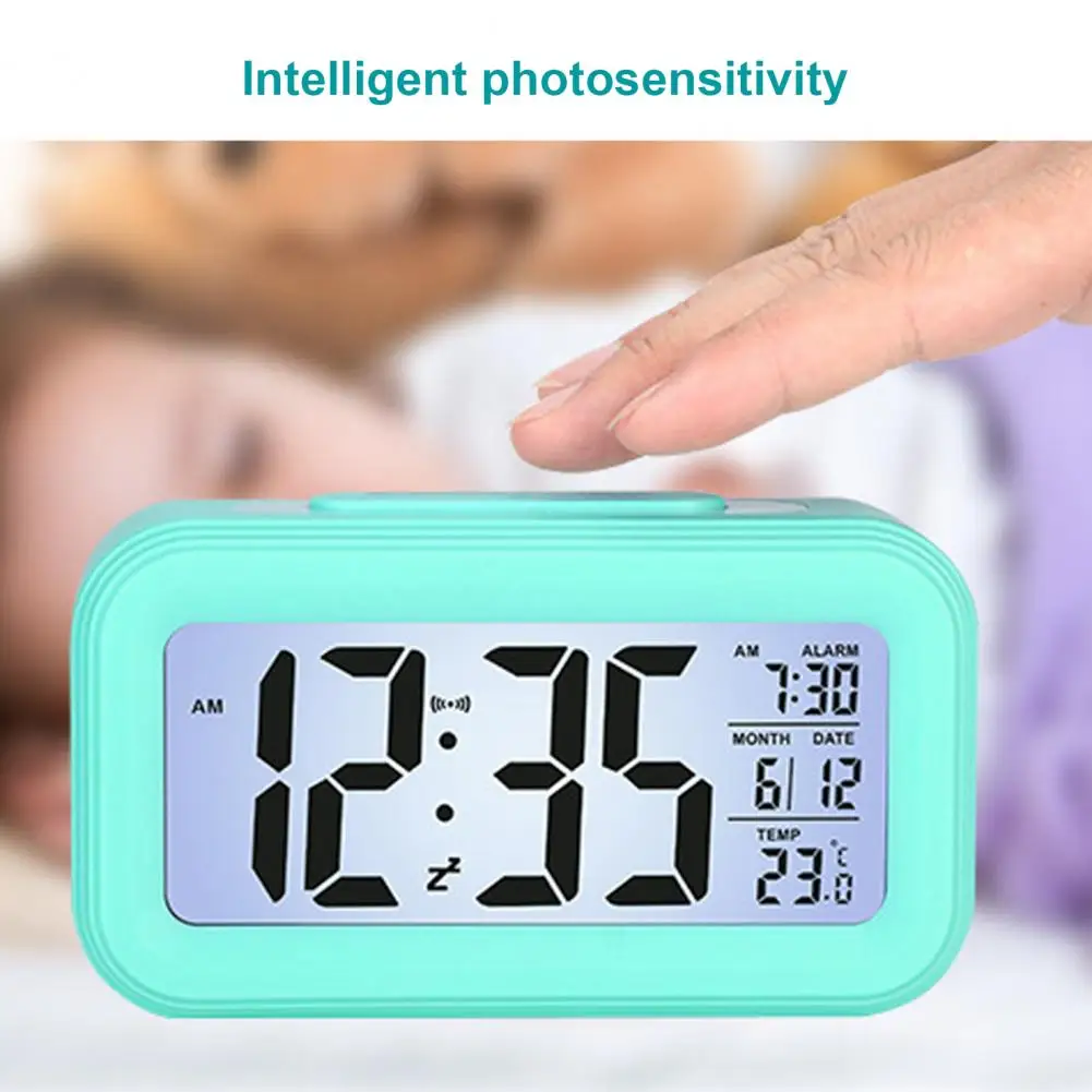 Digital Alarm Clock LED Screen Sensor Night Light Temperature Indicator Bedrooms Kids Desk Smart Clock Bedroom Use 3