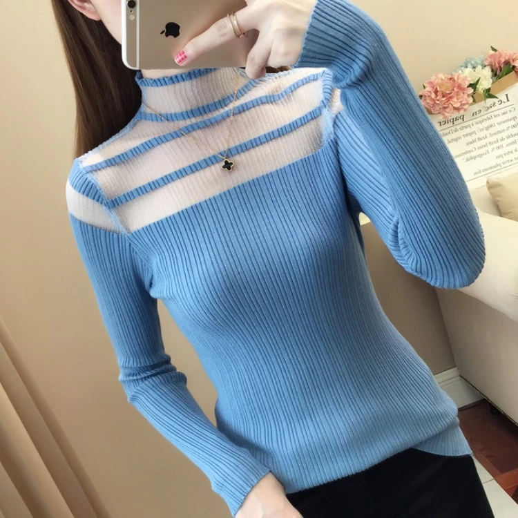 white sweater 2021 autumn new pullover sweater tight-fitting undershirt knit sweater  GRAY22 pullover sweater