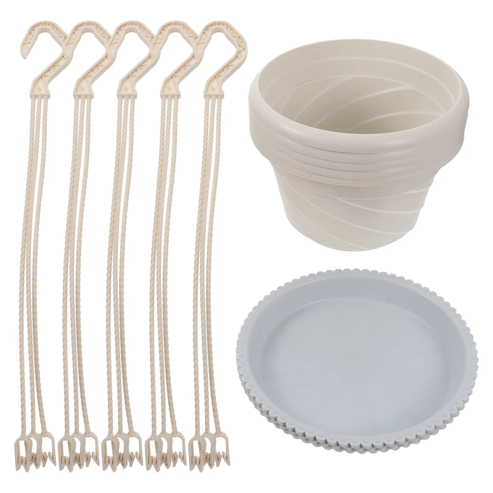 

5 Sets Chlorophytum Flower Pot Orchid Hanging Container Stand with Hook Simple Wall Flowerpot Wall-mounted Plastic Raw Material