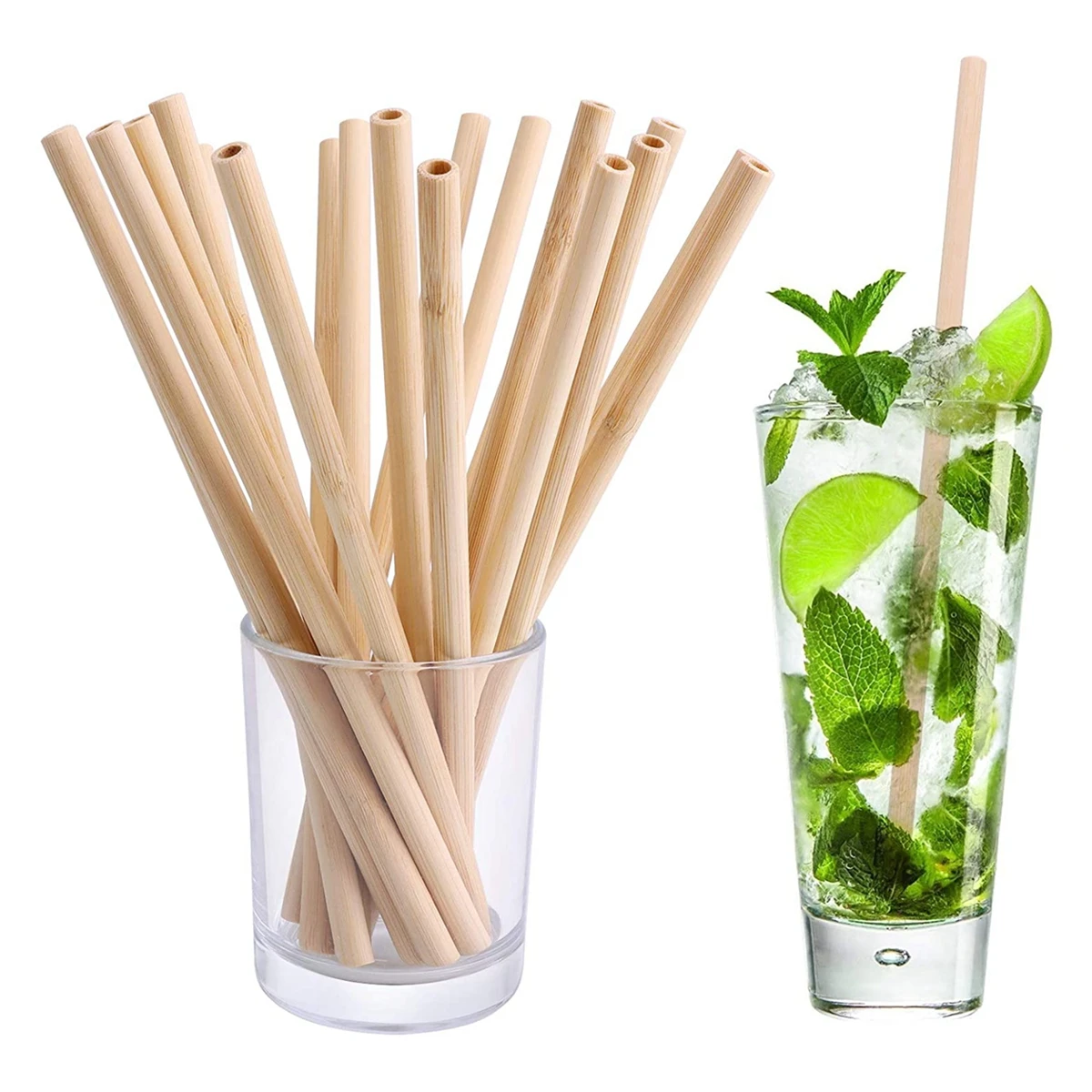 Drinking straws 10Pcs Reusable Bamboo Straws Biodegradable Bamboo Fibre Drinking Straws Natural Wooden Eco-friendly for Cocktail Milk Tea