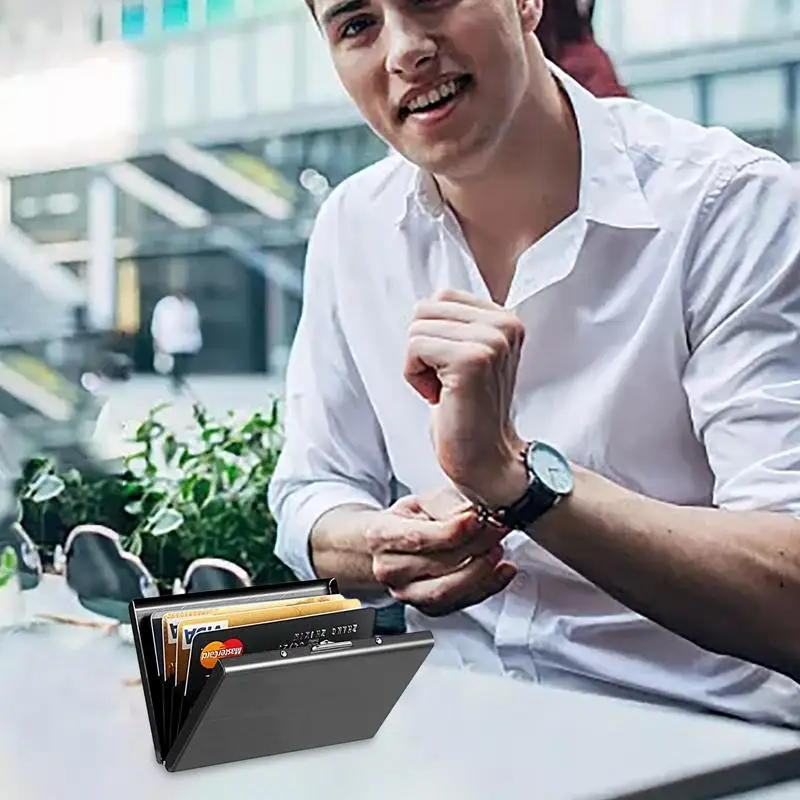 Metal Wallets For Men Women Aluminum Alloy RFID Blocking Card Holder Anti-magnetic Business Credit Cards Protector Hard Case For