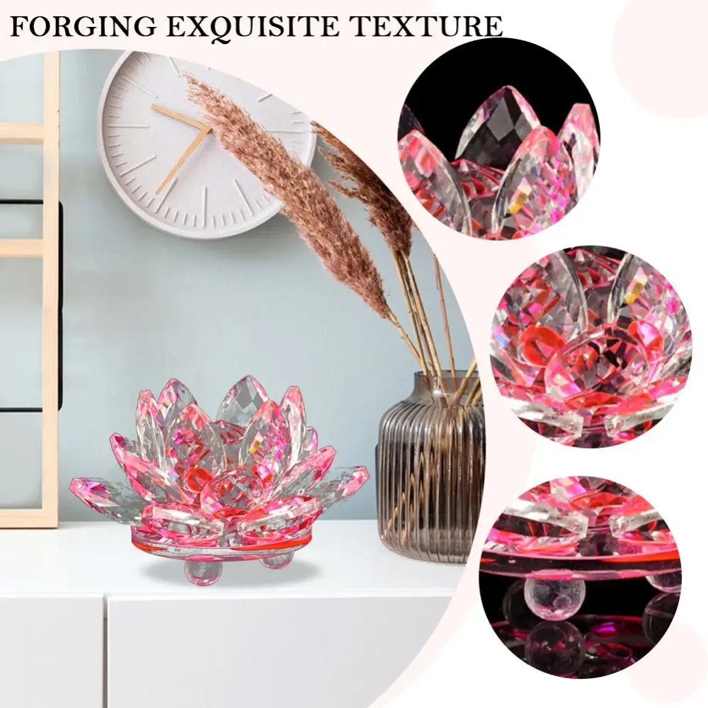 Description Picture 5 of itemHome&Office Collection Paperweight Table Ornaments Lotus Flower Decor Glass Craft Glass Miniature Crystal Lotus Flower Figurine