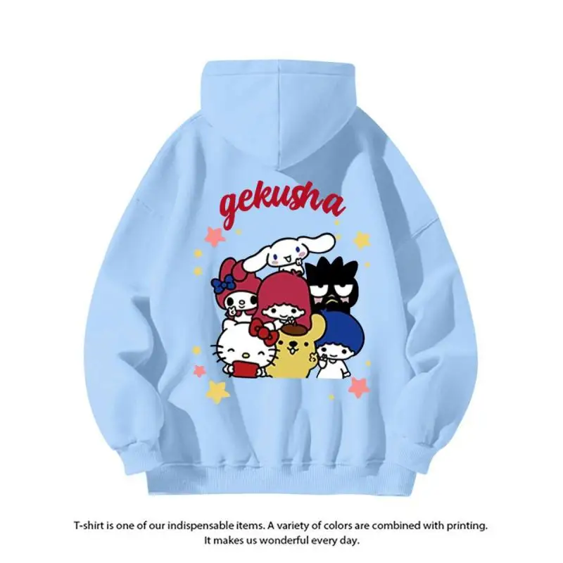 

Cinnamoroll Hoodie Hellokitty Sanrio Men and Women All-Match Silver Fox Velvet Sweet Cartoon Print Loose Autumn/winter Ins Top