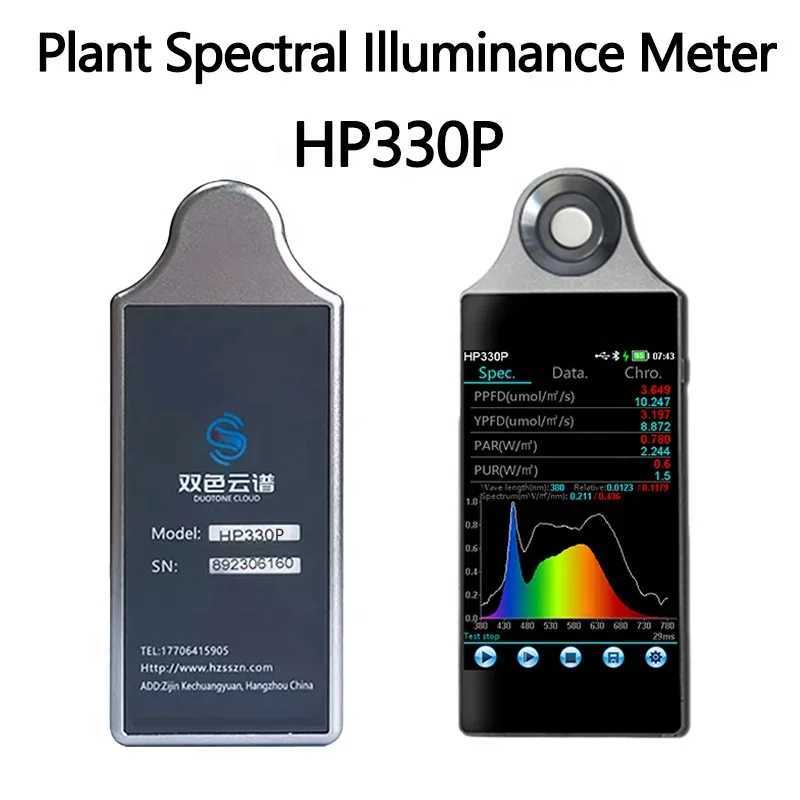 HP330P 380nm-780nm Handheld Light Spectrometer Grow Light Meter Plant Lamp Ppfd Meter Par Meter Spectral Irradiance Colorimeter 3