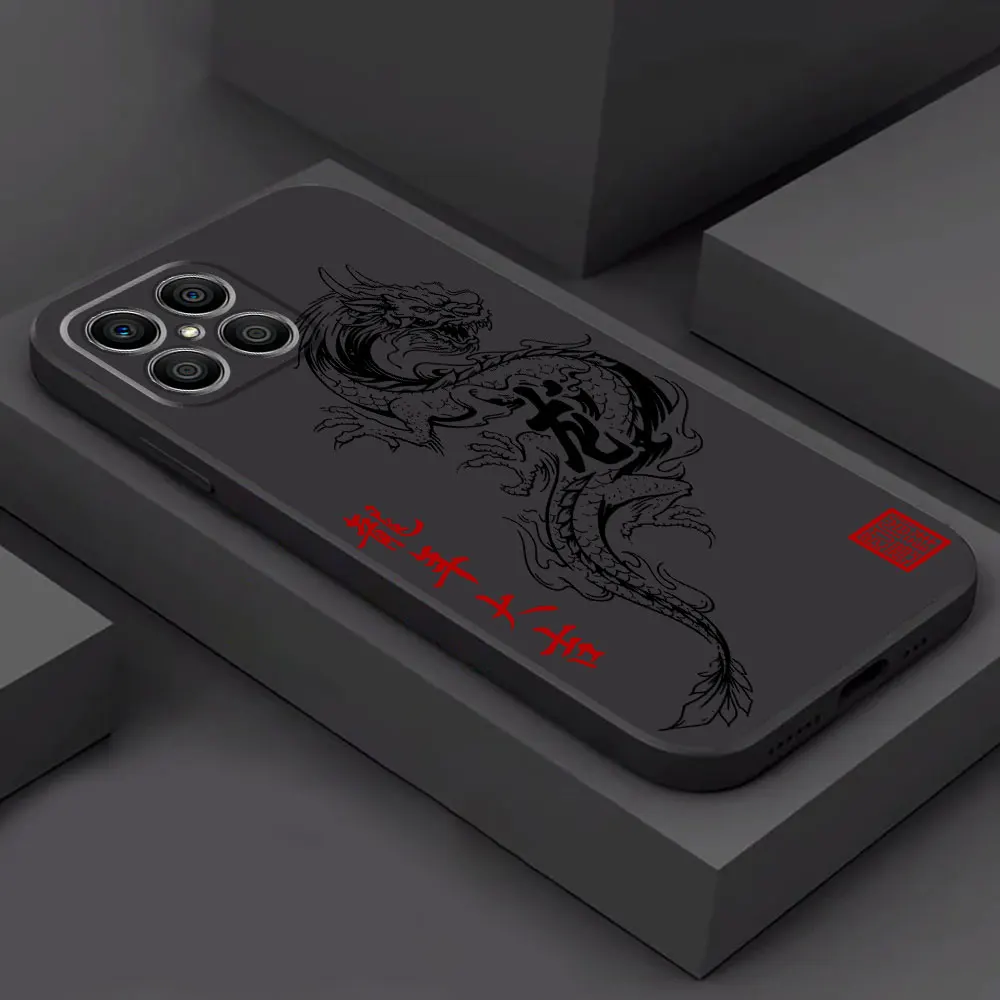 Black Soft Shockproof Phone Case with Chinese Dragon Design
