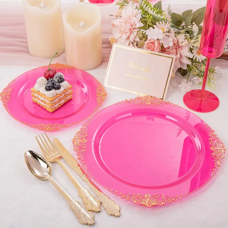 Purple Plastic Plates 50pc For Parties Weddings