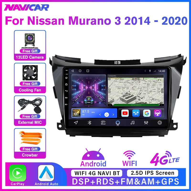 

Автомагнитола NAVICAR 2 din Android 10,0 для Nissan Murano 3 Z52 2014 - 2020 Автомобильный мультимедийный видеоплеер навигация GPS No 2DIN 2 din