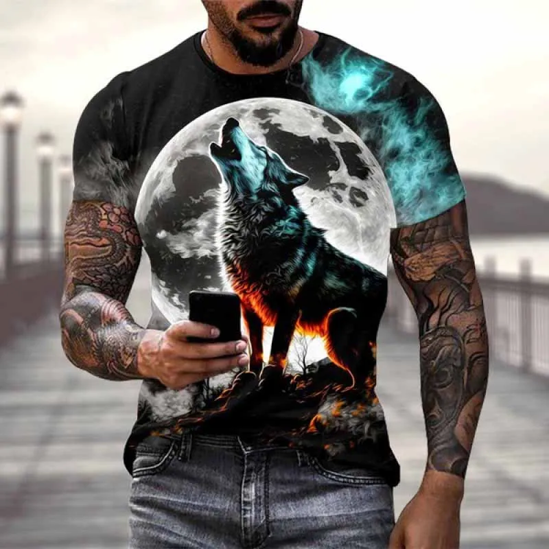 Wolf 3D Print Short Sleeve T Shirt for Men and Women