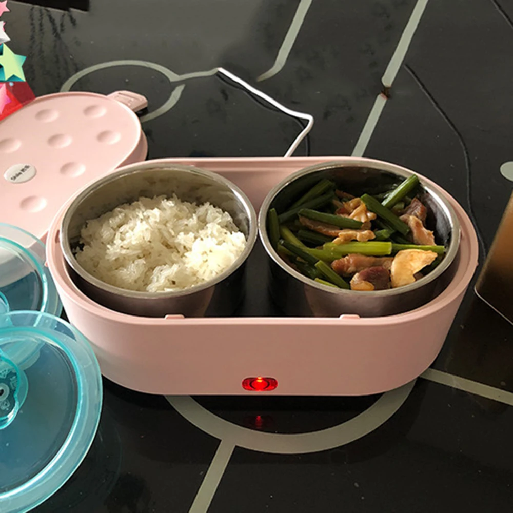 

Portable Electric Lunch Box USB Bento Food Heater Container Car Home Office Travel Warmer Stainless Steel Heating Rice Cooker