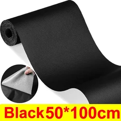 Leather Repair Tape: Self - Adhesive Patch for Furniture & Car Seat Restoration (Black - 50x100cm)