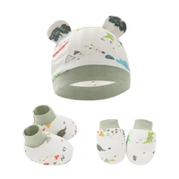 Baby Anti Scratching Cotton Gloves Hat Foot Cover Set Socks Cap Kit Accessory for Newborn Baby Girls Boys Baby Shower Bathing 3