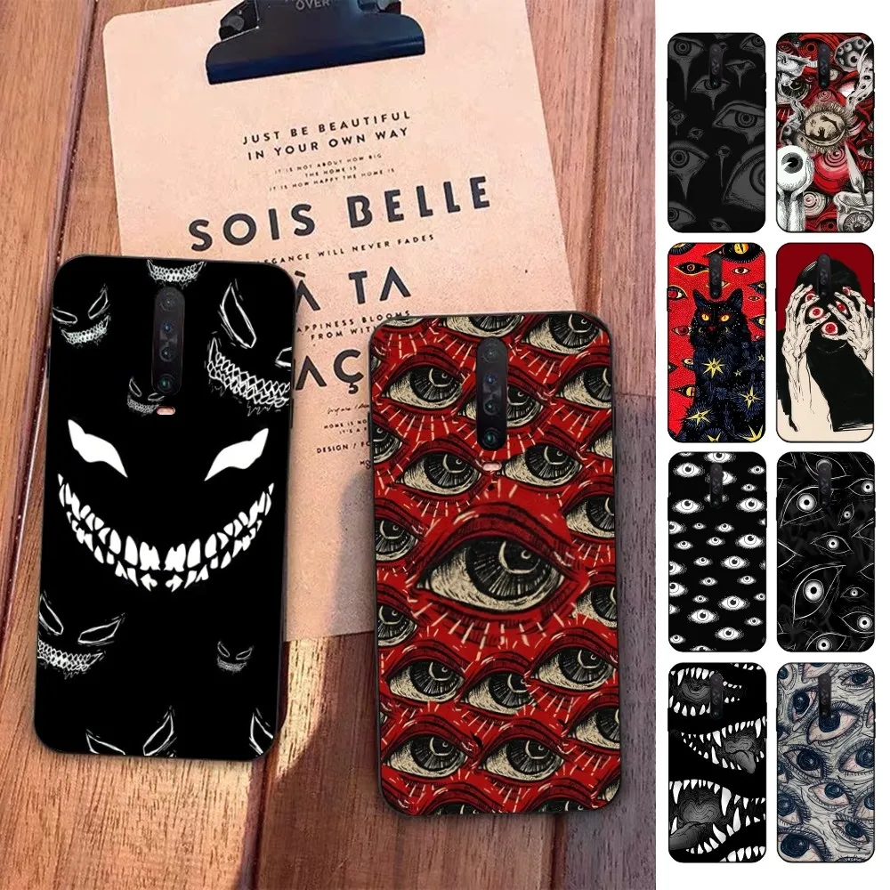 

Scary Face Eyes Phone Case For Redmi 5 6 7 8 9 10 plus pro 6 7 8 9 A GO K20 K30 K40 pro plus F3 Fundas