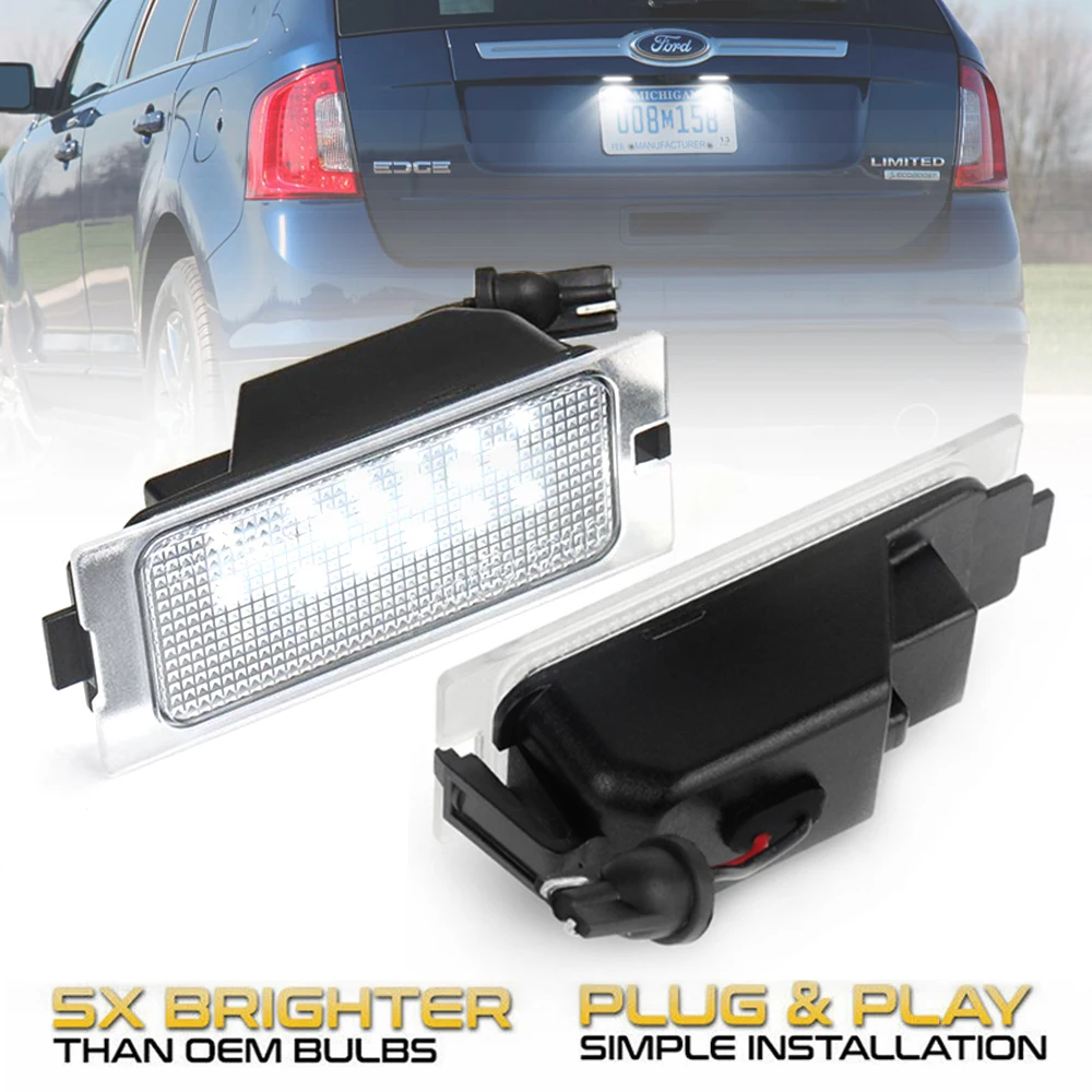 

2Pcs LED License Number Plate Light For Ford Edge 2007-2014 Escape 2008-2012 Mercury Mariner 2008-2011 OEM # 7T4Z13550A