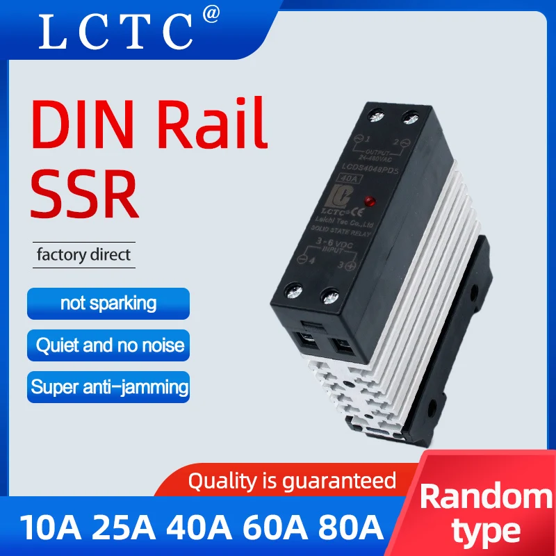 

10A 25A 40A 50A 60A 80A Random Single Phase Slim SSR Solid State Relay With Heat Sink DIN Rail Mount