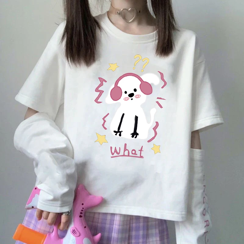 Fashion T-shirt Top Women's clothing Harajuku Street dress cute Cat print short-sleeved T-shirt Cartoon Y2K blouse