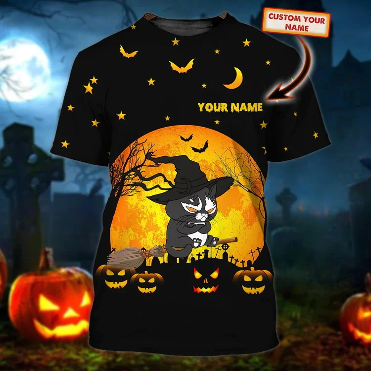 Neueste Sommer männer T-shirt Halloween kürbis Personalisierte Name 3D Gedruckt t-shirt Unisex Casual T-shirt Halloween geschenk DW130 – Detail 15