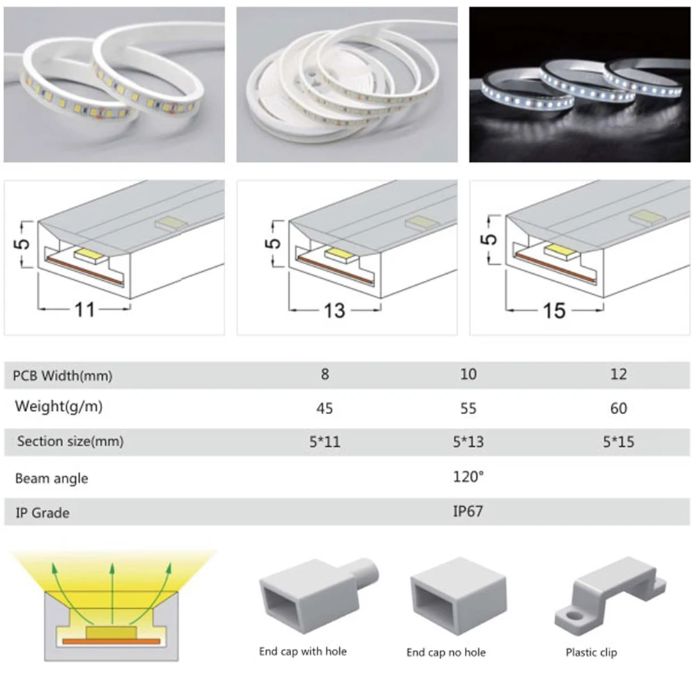 รูปสินค้า LED ซิลิโคนยืดหยุ่น ป้องกันน้ำ 8-12 มม. WS2812 Strip