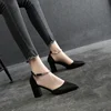 2024 New High-heeled Shoes Pointed Thick Heels Pumps Small Size Buckle Shoe Female Sandals Large Size 30 31 32 33 34 43 44 4