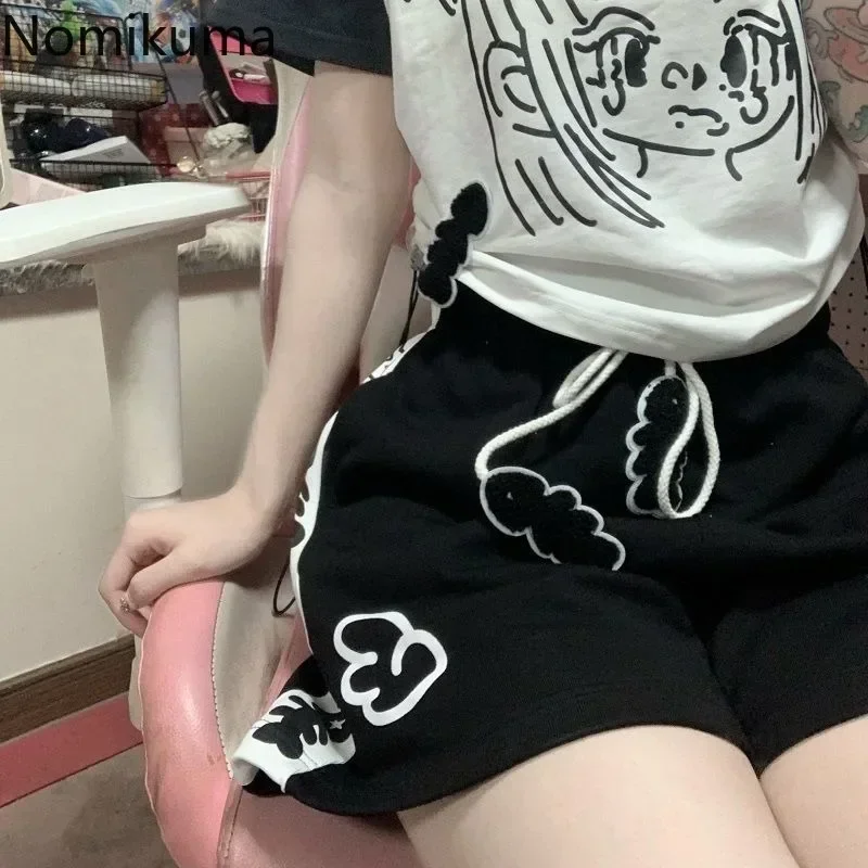 Shorts for Women's Kawaii Women Clothing Japanese Summer Short Pant Print Drawstring Casual Y2k Pantalones 2025 Fashion Bottoms 2