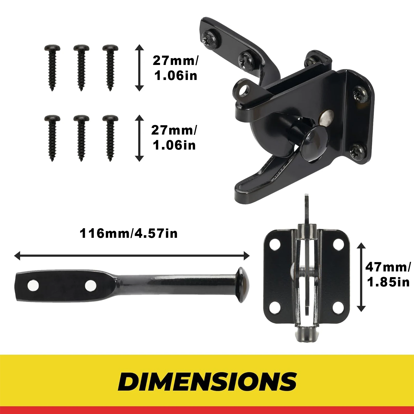 Door Latch 1 Set of Self-Locking Automatic Gravity Lever Fence Latch Hinges for Yard Doors