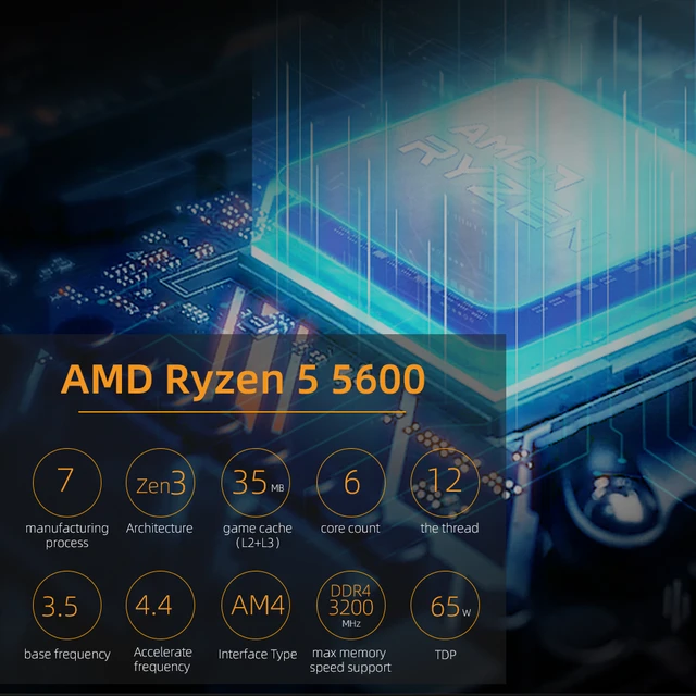 AMD Ryzen 5 5600 R5 5600 3.5GHz 6-Core 12-Thread CPU Processor 7NM L3=32M  100-000000927 Socket AM4 New and without cooler - AliExpress