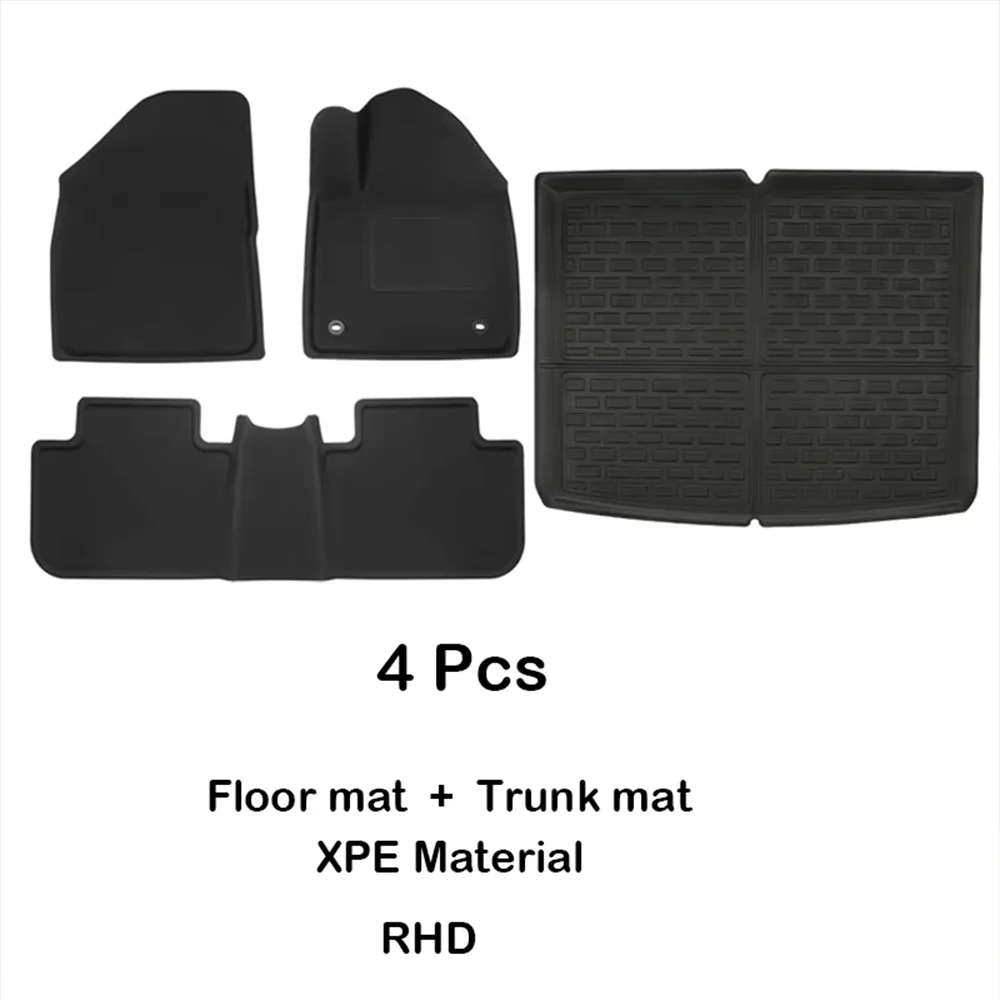 Right Hand Drive Floor Mats for MG4 EV-All Weather TPE Floor Liners Waterproof Anti-Slip Foot Pads RHD