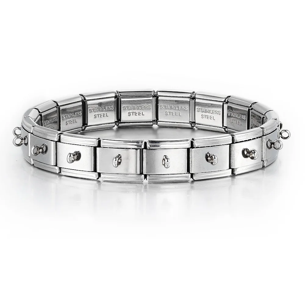 URING Einfacher multifunktionaler italienischer Charm-Link-Charm, Breite 9 mm, Perlen, Spleißen, elastische Edelstahl-Armbänder, DIY-Schmuck – Detail 7