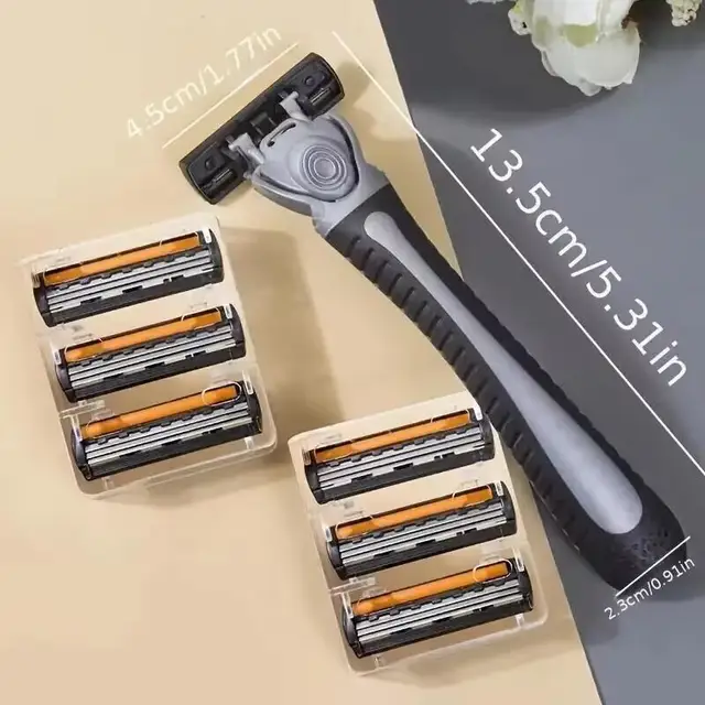 Variety Packs Skin Guard Anti-Slip Handle Replacement Triple Blades Reusable Safety Manual Razors for Men Shaving Bathing Trave 4