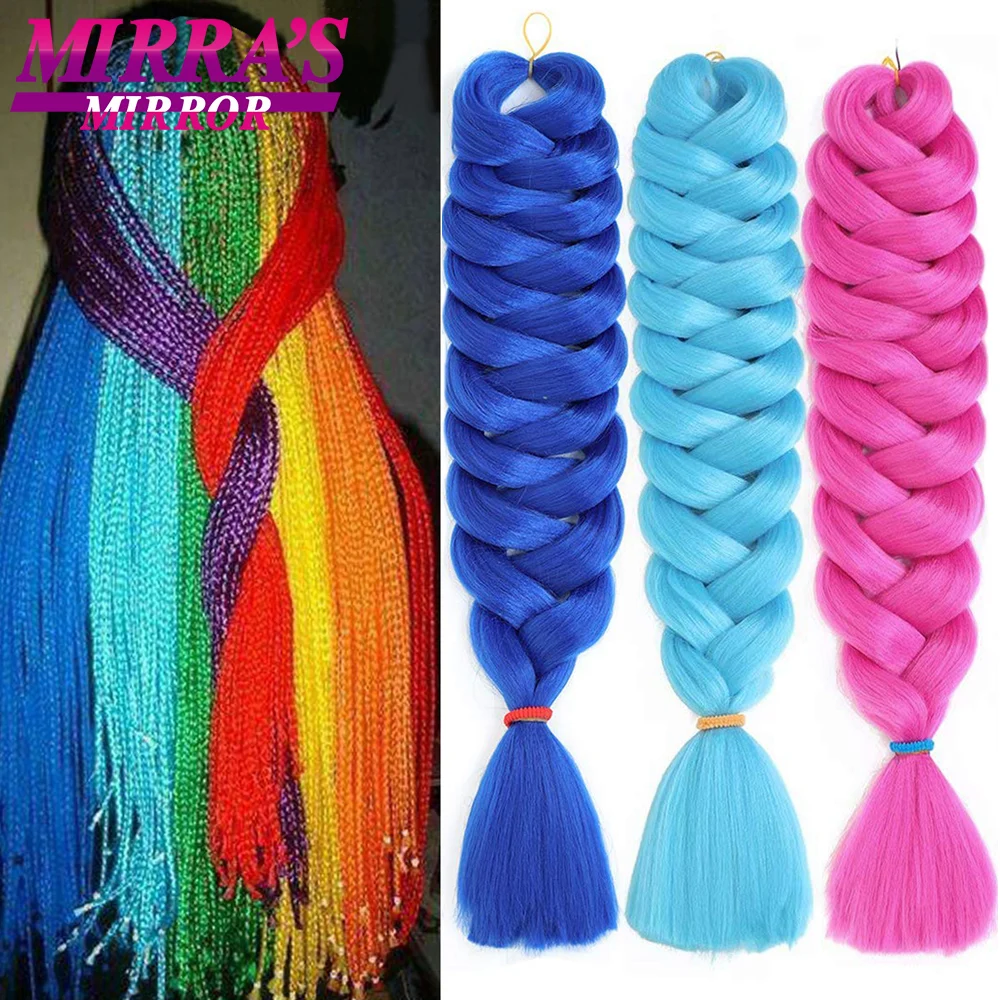 

82 Inch Long Jumbo Hair For Braids Ombre Braiding Hair Extensions Synthetic Jumbo Braid Blonde Blue Pink Golden Hair 165g/Pack
