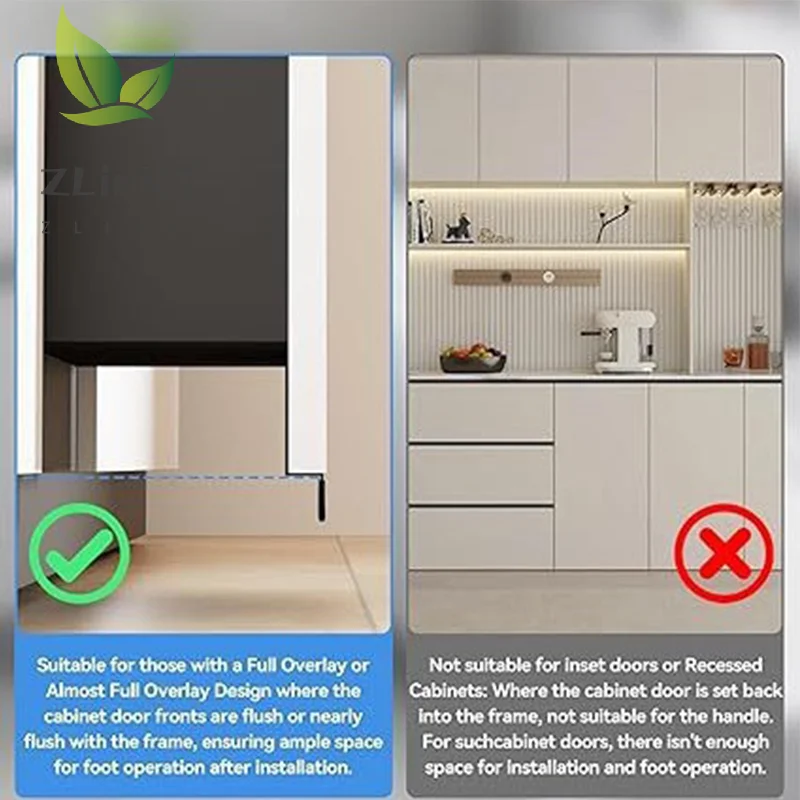 Garbage Cabinet Foot Handle Metal Hands-free Screws Mounting Cabinet Door Edge Garbage Drawer Foot Handle Household Items
