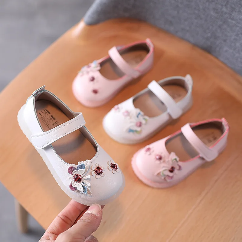 

zapatos niña Spring Autumn Princess Girls Leather Shoes Children Soft Sole Anti Slip Single Shoes Hook & Loop Cute PU Baby Shoes