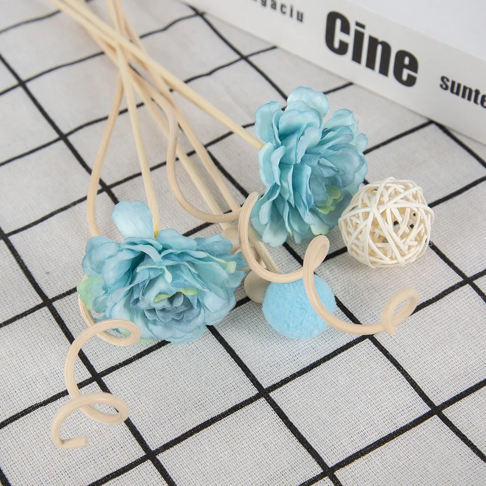 7 Pcs Blue Color Flower Diffuser Refill Stick Aroma Artificial Floral Live Room Plant Home Decor Diy Rattan Reed Fragrance