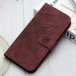 Sunflower Leather Wallet Phone Case for Xiaomi Mi 11T (Claret)