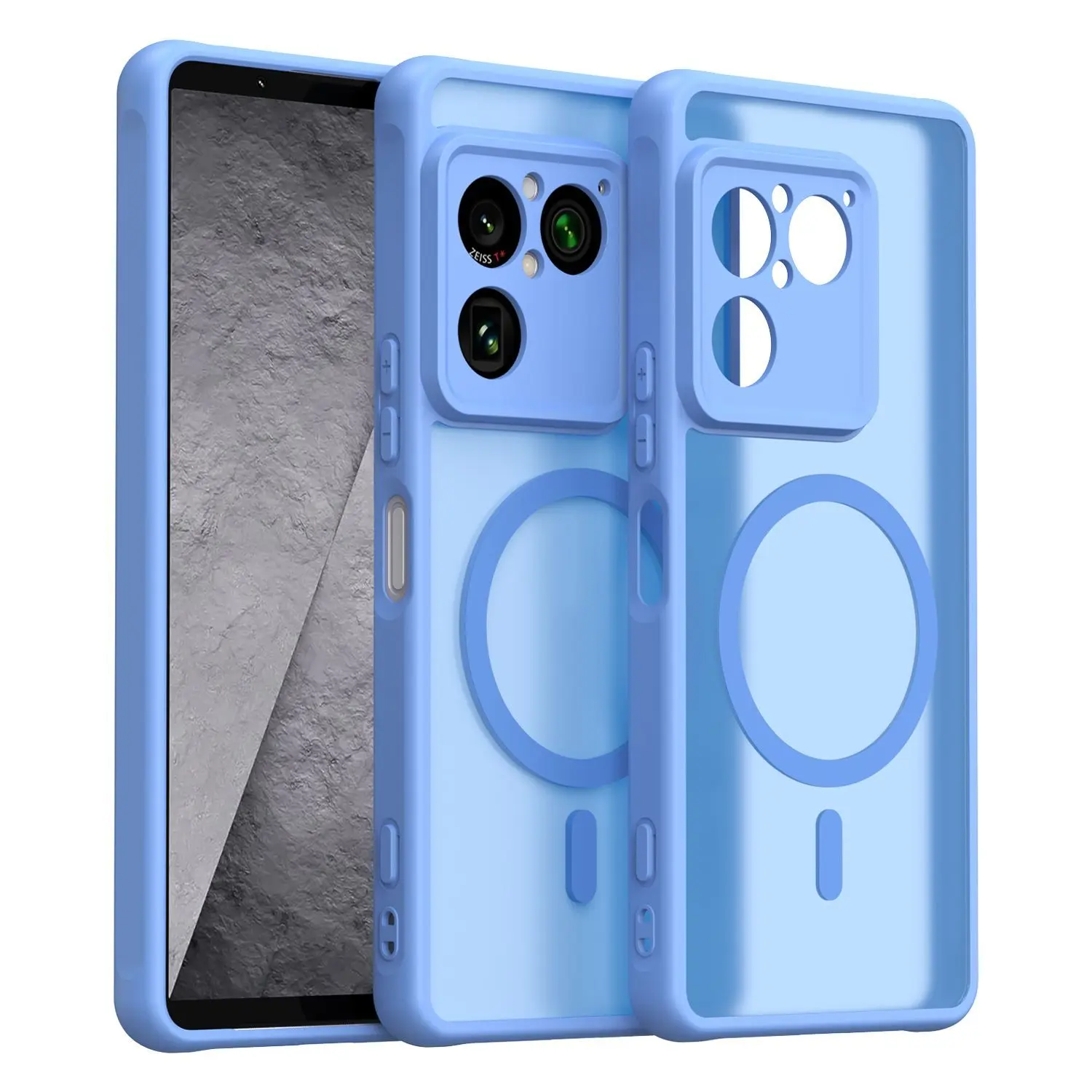 Magnetic Matte Transparent Acrylic Phone Case with Dustproof Bumper and TPU Frame
