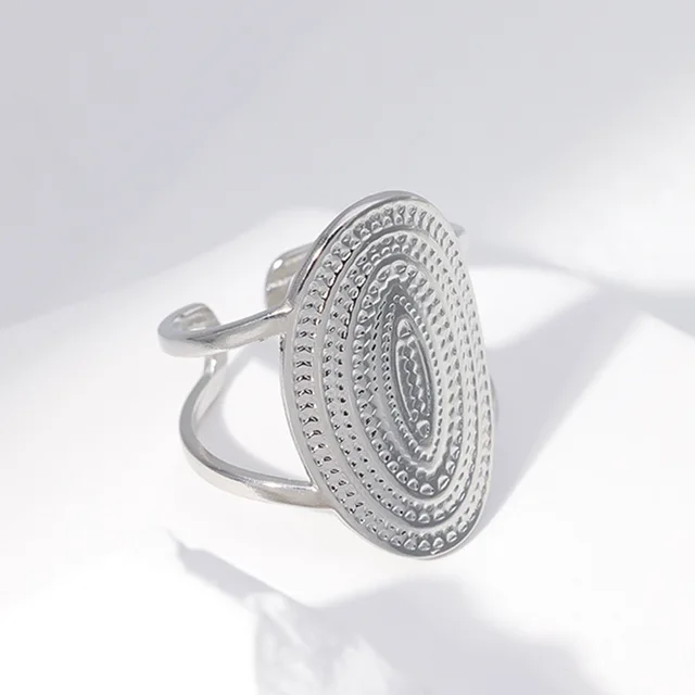 Bague Vintage en acier inoxydable pour femmes, anneau d'ouverture d'huile goutte à goutte blanche, Simple, couleur or, géométrique réglable, bijoux 2023