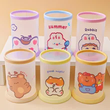 

Lovely Frosted PP Pen Holder Cute Cartoon Style Pen Container Stationery Organizer Gift for Kids Students School Office Supplies