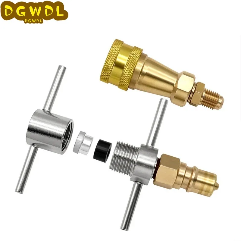 1/4 inch Refrigerator Quick Coupling Brass Washer Connector Refrigerator Outlet Plug High Pressure Air Conditioner Repair Tools