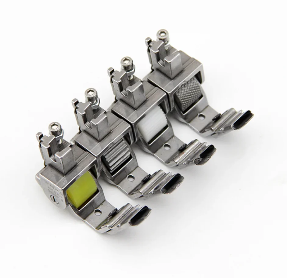 Industrial Sewing Machine Sfiberglass Patch Guide Belt Roller Presser Foot Flat Pressure Collar Rubber Lace
