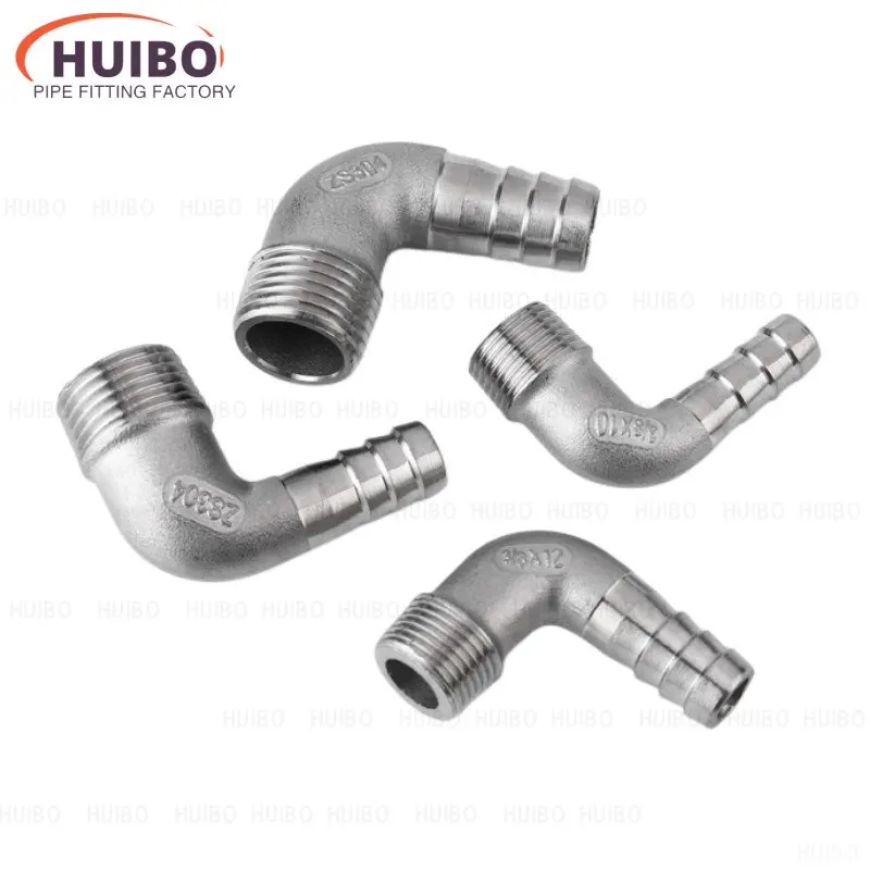 thumbnail image 1 of 1 pieza 1/8 "1/4" 3/8 "1/2" 3/4 "1" -2 "BSPT macho 6 mm ~ 60 mm codo de manguera 90 grados conector de conexión de tubería de acero inoxidable 304, 1 of 4