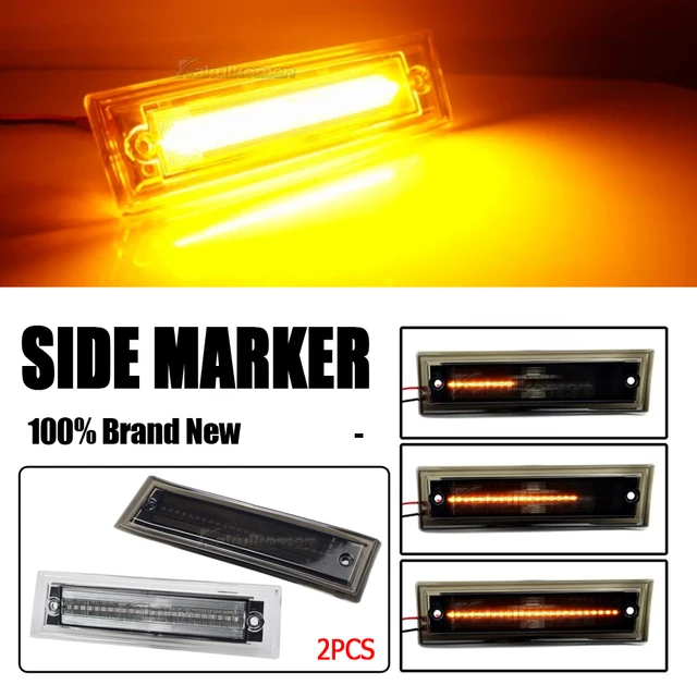 D-Lumina Smoked Lens LED Side Marker Lights For Jeep Wrangler TJ JK JL - Amber Lights