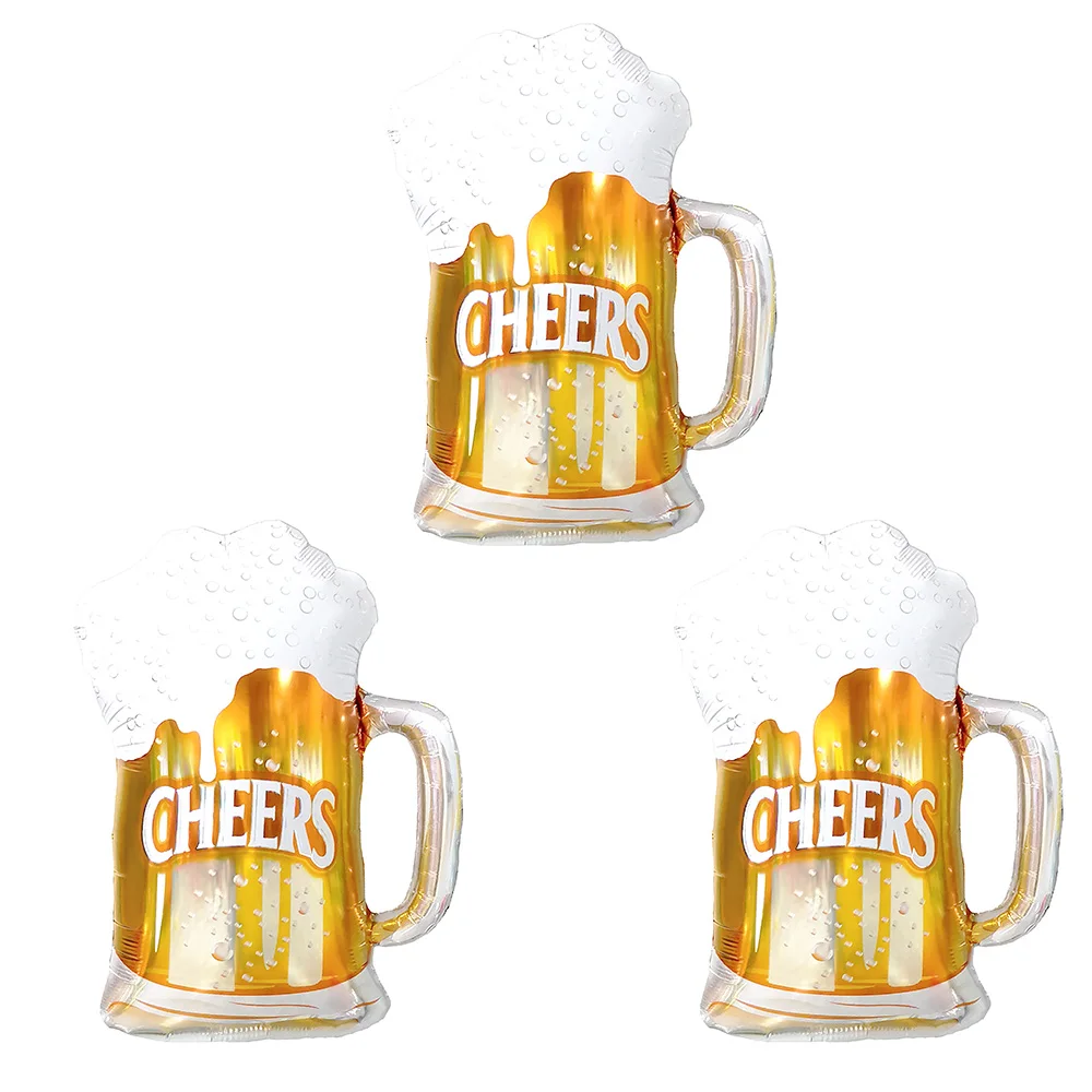 3-teilige Luftballons aus Aluminiumfolie mit Biermotiv, geeignet für Oktoberfest, Vatertag, Abschlusssaison, Geburtstagsfeiern, Junggesellenabschiede, Eventdekorationen mit Biermotiv, Karneval, Sommerpartys, Innen- und Außenbereich, Heimdekoration, Requisiten